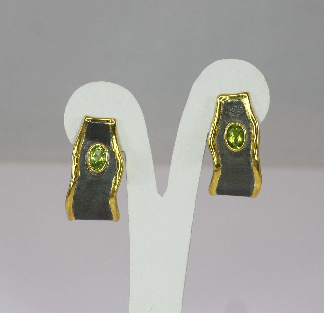 Eclyps Fine Silver Black Ruthenium and 24 Karat Gold Earrings