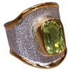 MIDAS Peridot Fine Silver and 24 Karat Gold Ring