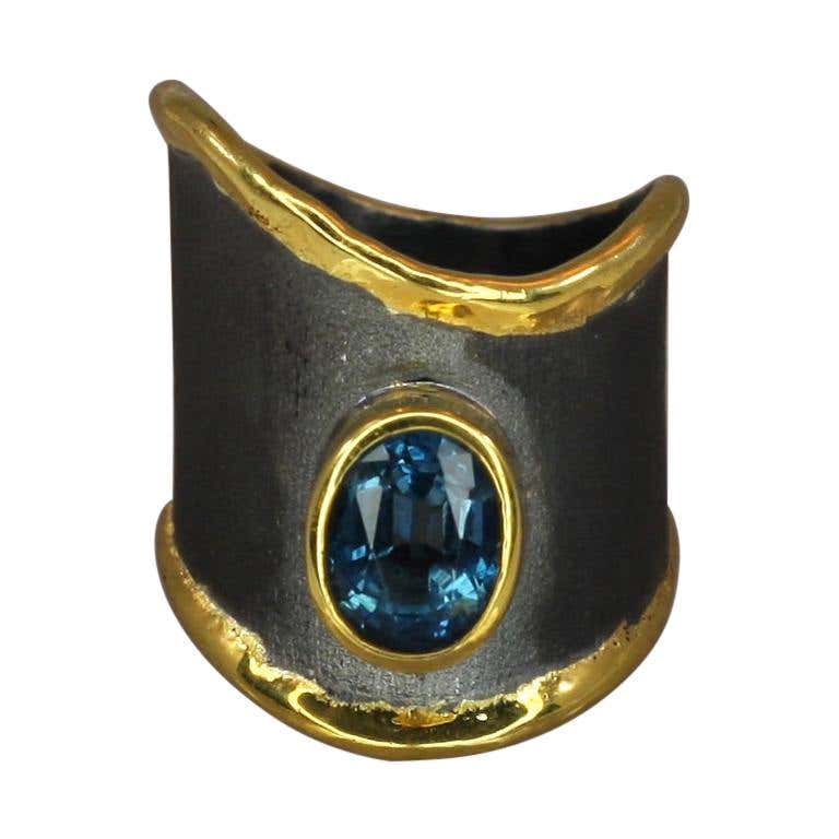 Eclyps 1.60 Carat Topaz Ring in Silver with Black Ruthenium and Gold