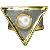 Hephestos Pearl Ring in Fine Silver with Black Ruthenium and 24 Karat Gold