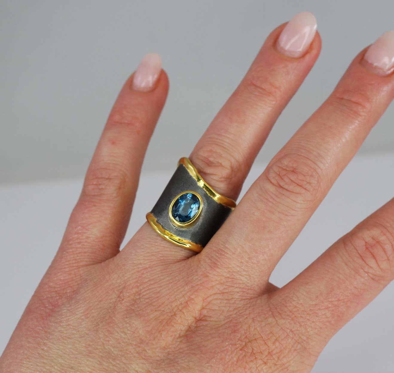Eclyps 1.60 Carat Topaz Ring in Silver with Black Ruthenium and Gold