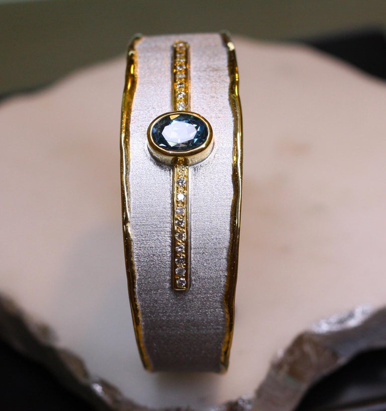 MIDAS Topaz and Diamond Silver and Gold Bracelet