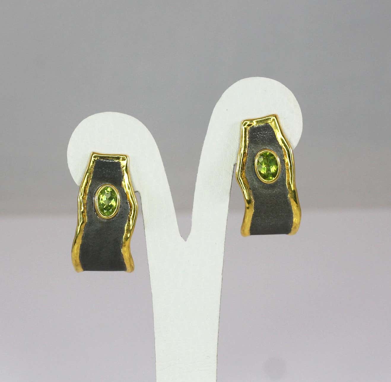 Eclyps Fine Silver Black Ruthenium and 24 Karat Gold Earrings