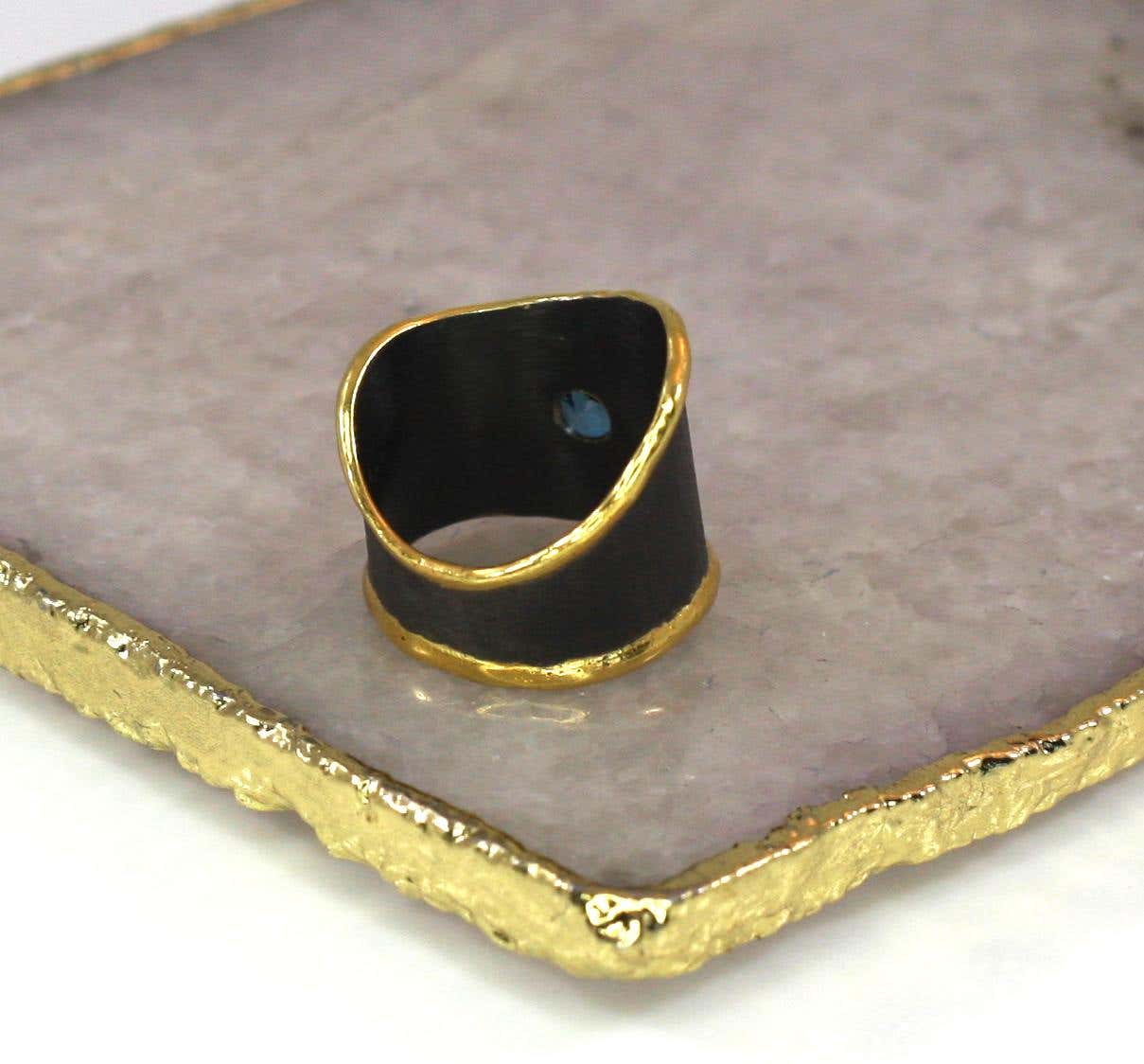 Eclyps 1.60 Carat Topaz Ring in Silver with Black Ruthenium and Gold