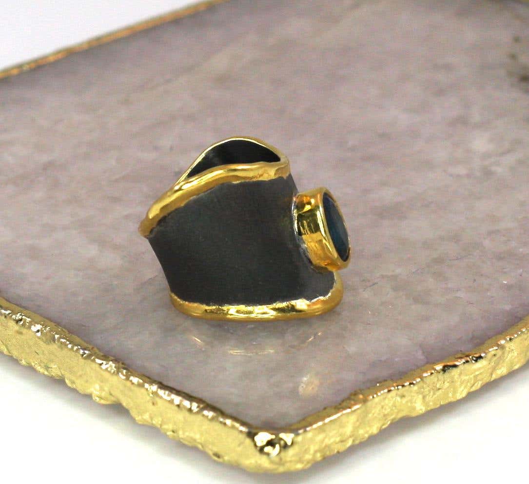 Eclyps 1.60 Carat Topaz Ring in Silver with Black Ruthenium and Gold