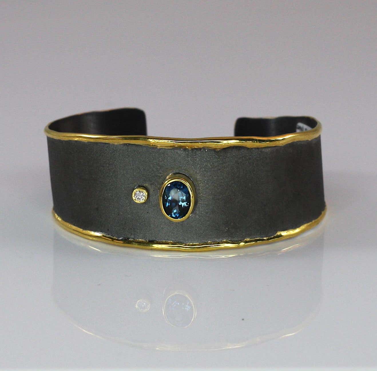 Eclyps Topaz Diamond Bracelet in Silver Black Ruthenium and Pure Gold