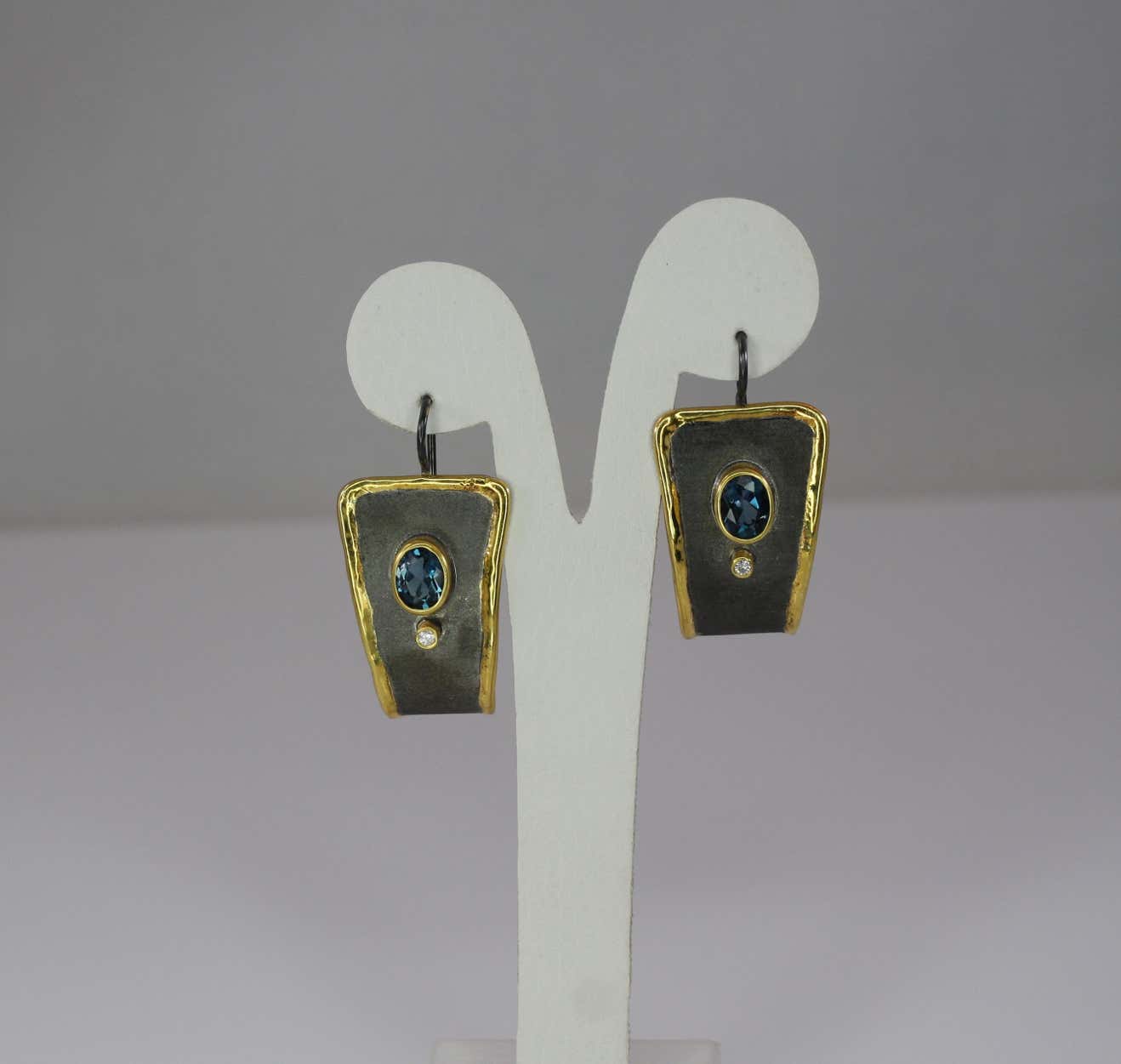 Eclyps 3.20 Carat Blue Topaz and Diamond Dangle Fine Silver Earrings
