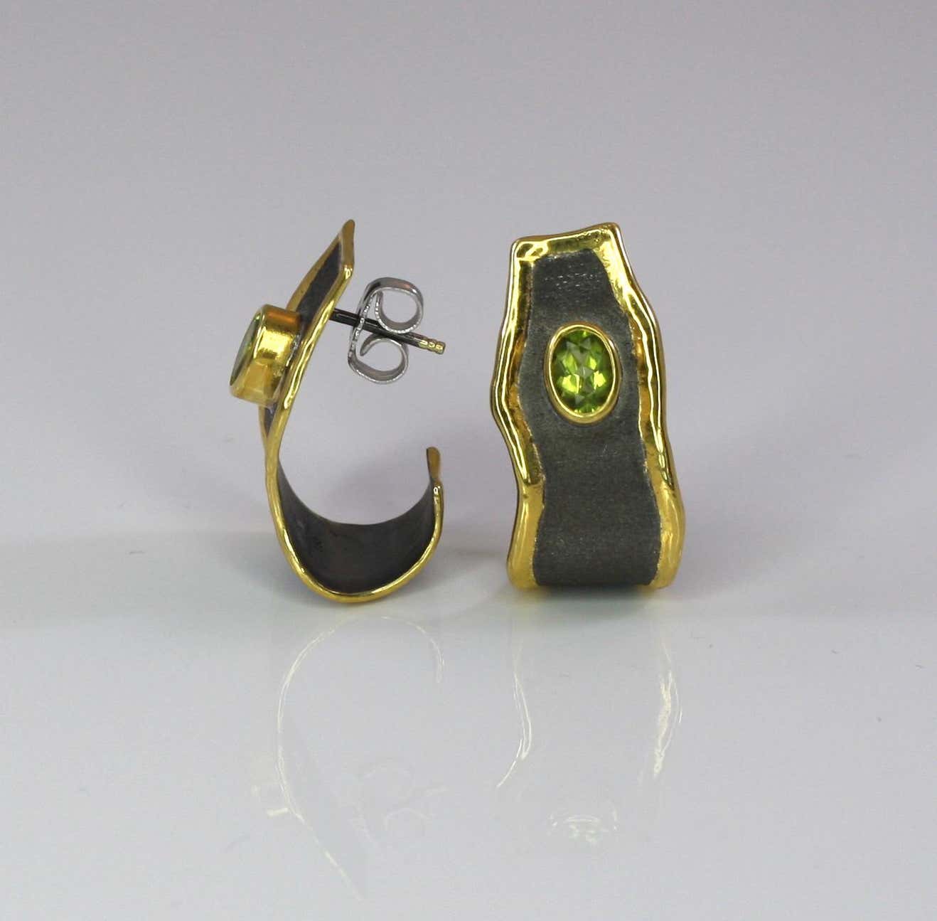 Eclyps Fine Silver Black Ruthenium and 24 Karat Gold Earrings